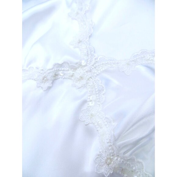 Vintage Linea Donatella Satin Lingerie with Beaded Sequin Lace Detail White SZ L - Picture 6 of 6